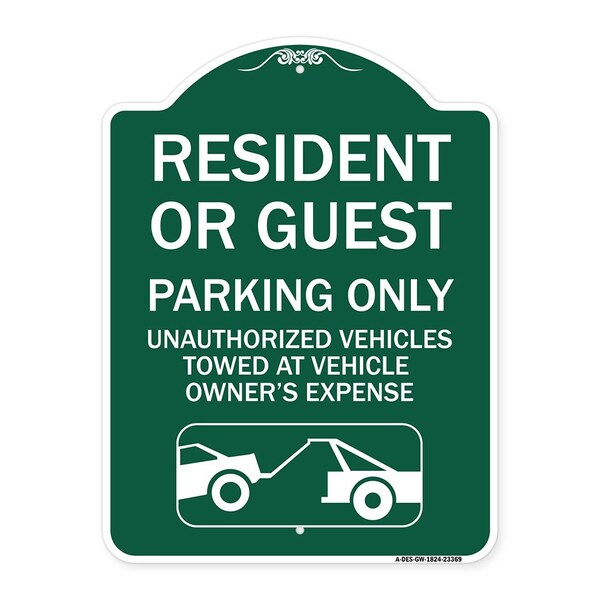 Parking Restriction Resident or Guest Parking Only Unauthorized Vehicles Towed at Own, GW-1824-23369